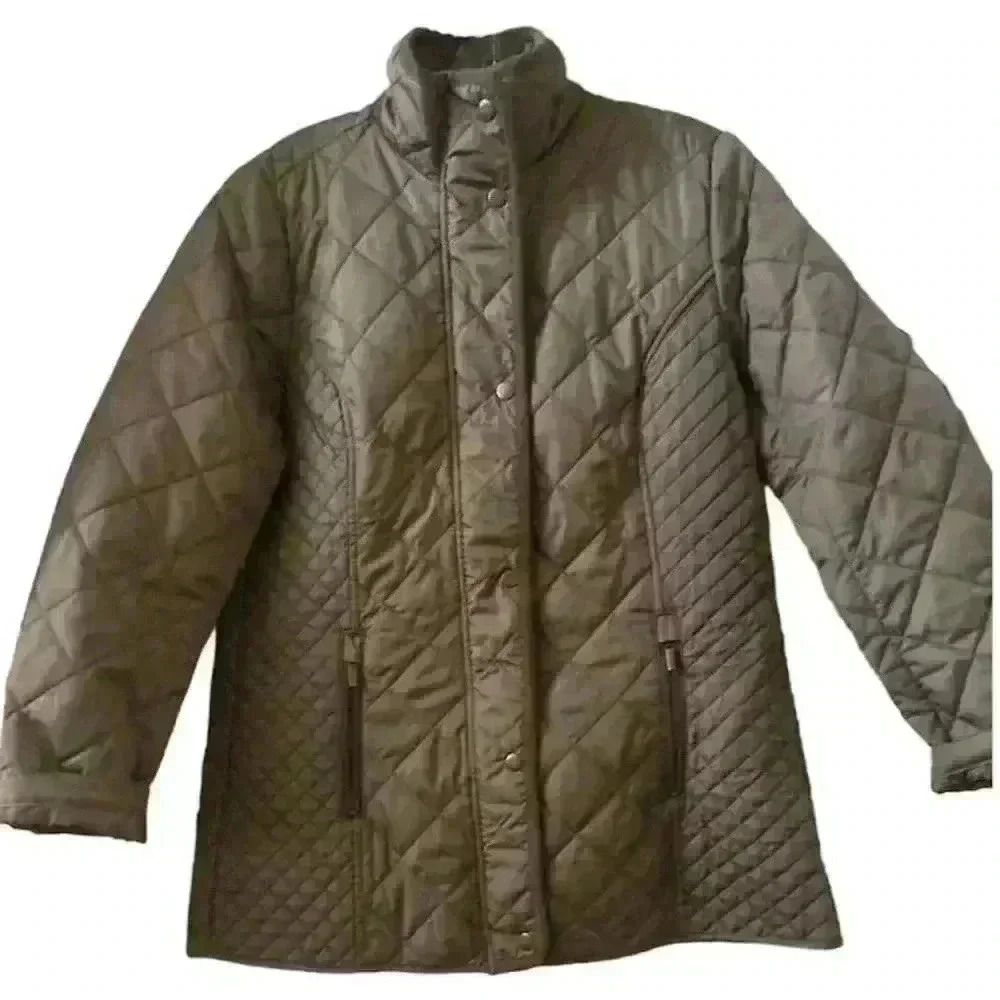 Appleseed's Women's Quilted Jacket Brown Size S High Collar‎ Two Front Pockets